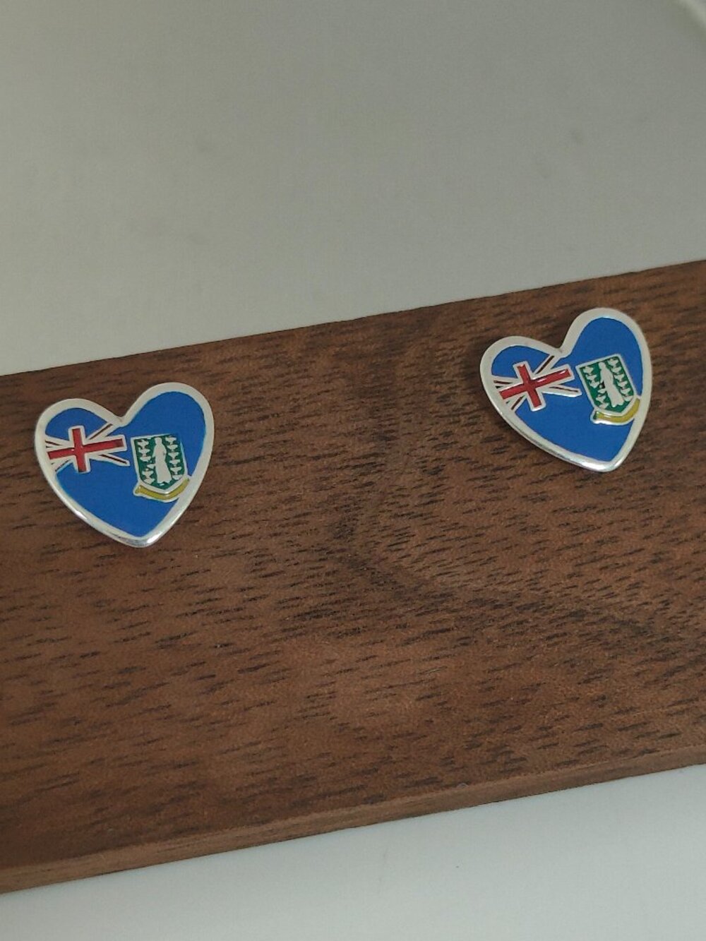 British Virgin Islands Flag Earring Stud Earrings Exclusive Designed S925 Silver